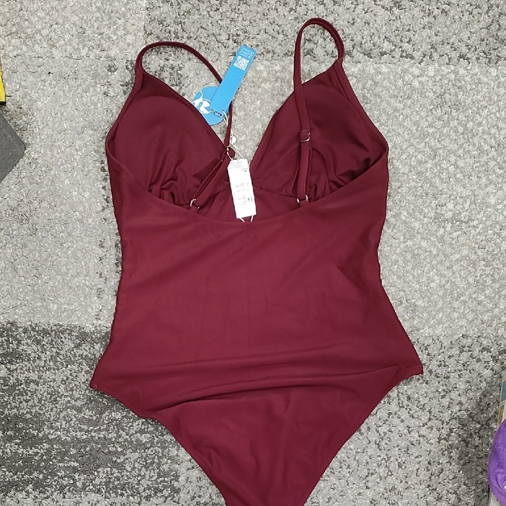 Burgundy One Piece Swimsuit - Picture 2 of 2